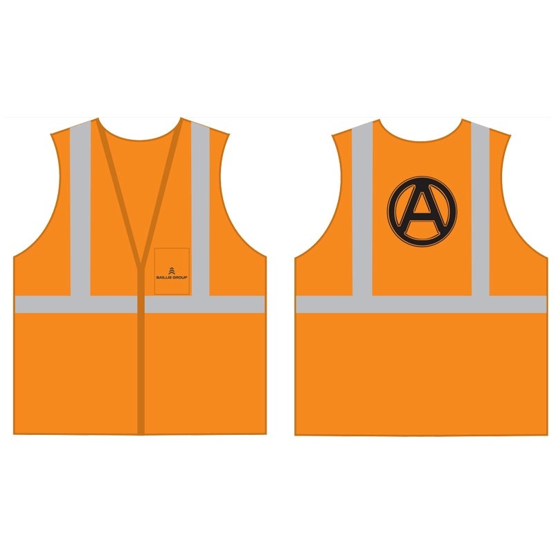 XL CLS-2 HI-VIS ORANGE MESH BKWY VEST5 POINT BREAKAWAY W/ BAILLIE LUMBER GROUP - AUGUSTA LOGO 1C 1C 2L