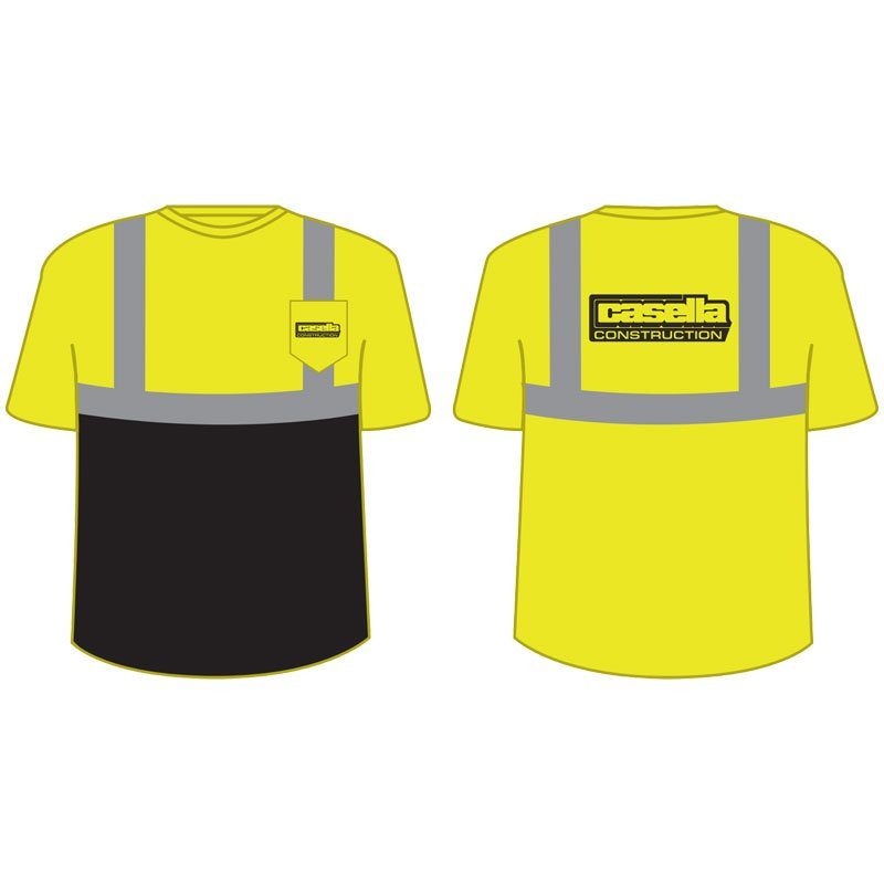 M CLS 2 LY BLACK BOTTOM MESH T-SHIRT W/CASELLA CONSTRUCTION LOGO 1C 1C 1C 3L