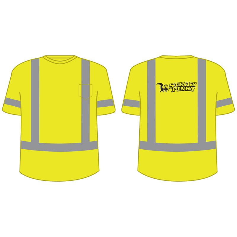 M CLASS 3 SHORT SLEEVE T-SHIRTHI-VIS YELLOW W/ STINKY PINKY LOGO 1C 1L