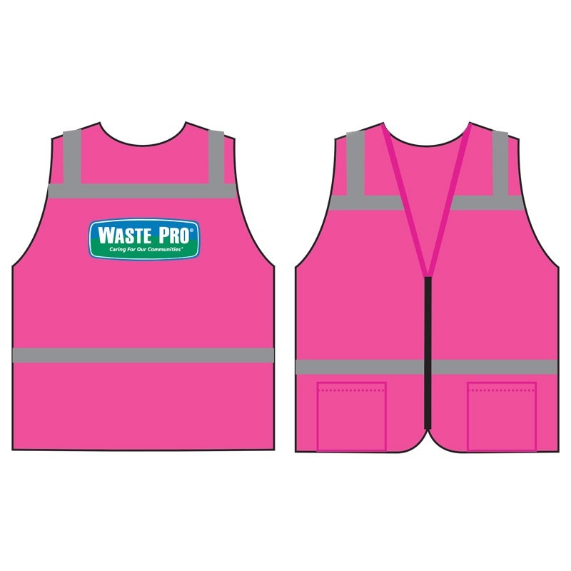 LG  NON-RATED PINK SAFETY VEST  W/ WASTE PRO LOGO (1L - 1C)