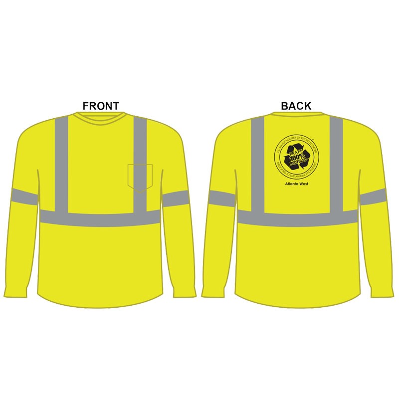 MED CLASS 3 HI-VIS YELLOW LONG SLEEVE  SHIRT  W/ PRATT LOGO 1C-1L