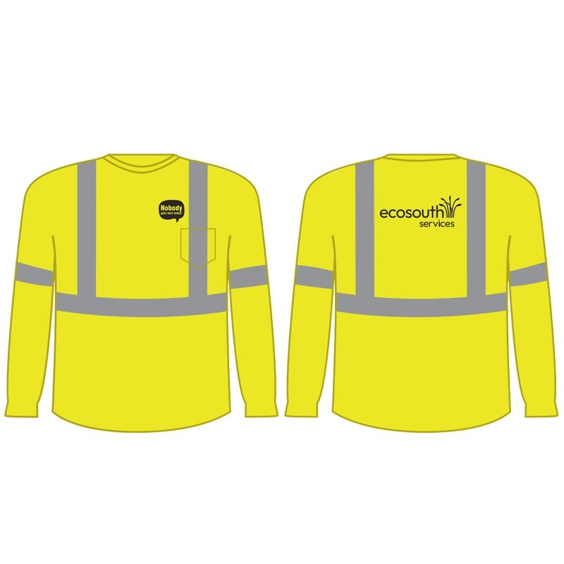 2XL CLASS 3 HI-VIS YELLOW LONG SLEEVESHIRT W/ ECO SOUTH SERVICES LOGO 1C 1C 2L