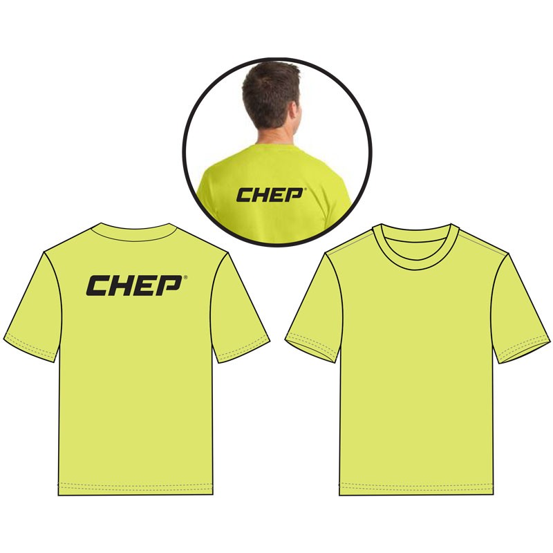 JERZEES® Dri-Power® Active 50/50 Cotton/Poly T-Shirt with Black CHEP Logo - Safety Green, 2-XL
