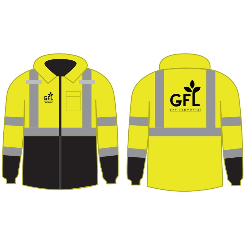 5X CLS-3 LY BLK BOTTOM BOMBER JACKET W/ ZIP-OUT FLEECE LINER  W/ GFL LOGO