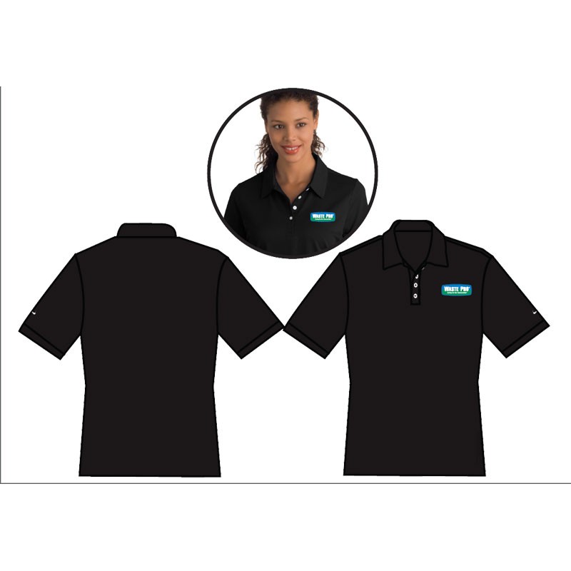 2XL LADIES NIKE POLO SHIRT BLACK W/ EMBROIDERED WASTE PRO LOGO 1L, TC-18,377