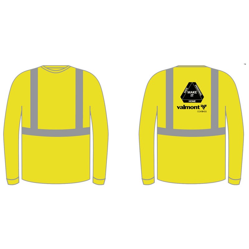 3-XL CLASS 2 FR HI-VIS GREEN L/S T-SHIRT  W/ VALMONT LOGO 2C-1L