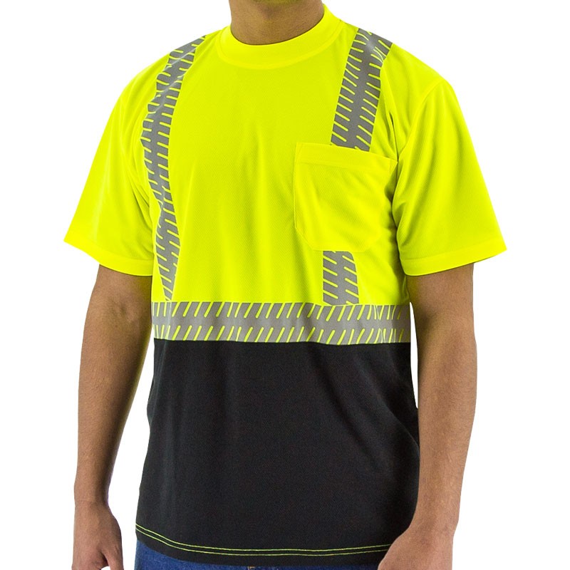 Class 2 Hi-Vis Short Sleeve T-Shirt with Reflective Chainsaw Striping, 4-XL