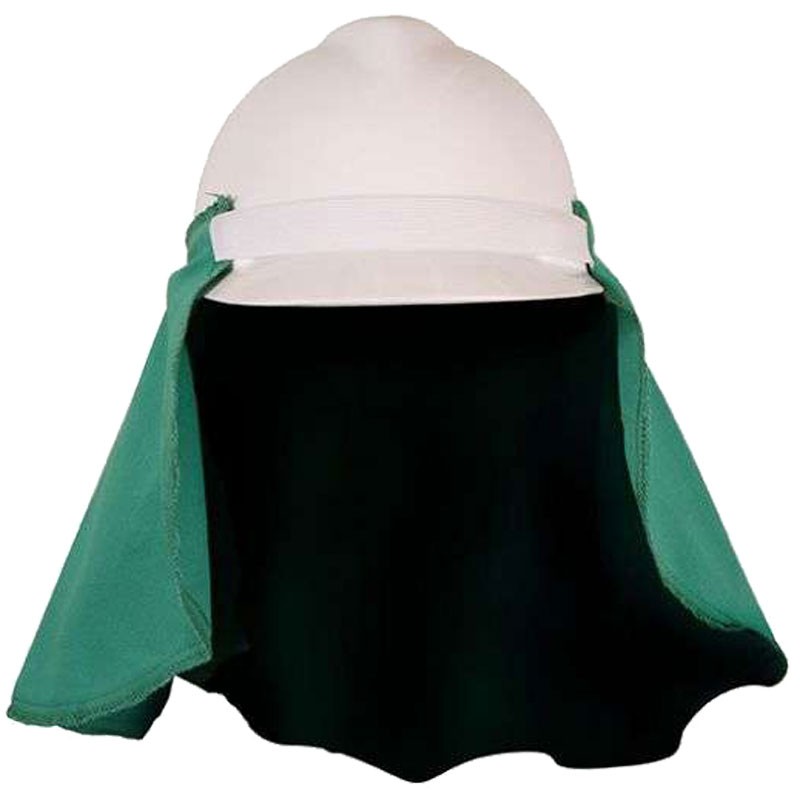 FR GREEN COTTON NECK PROTECTOR FOR ATTACHMENT TO FRONT BRIM HARDHATS