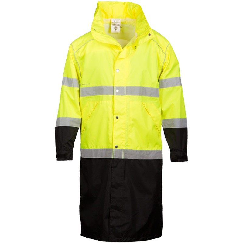 Class 3 Black Bottom Trench-Style Raincoat, Hi-Vis Yellow, 4-XL / 5-XL