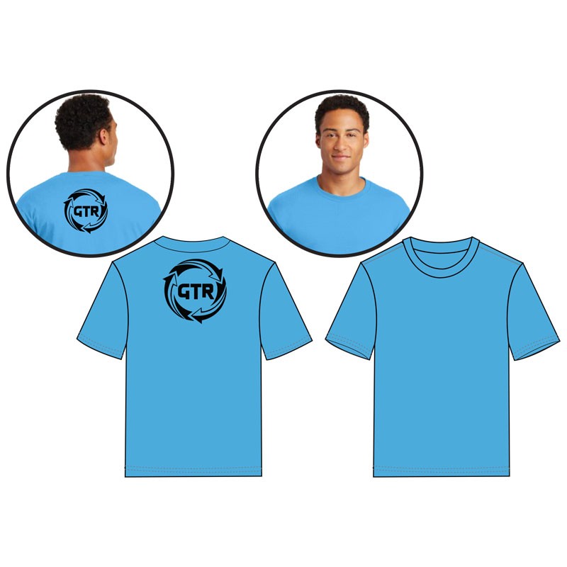2XL AQUATIC BLUE DRI-POWER S/S T-SHIRT  W/ GT RECYLE LOGO
