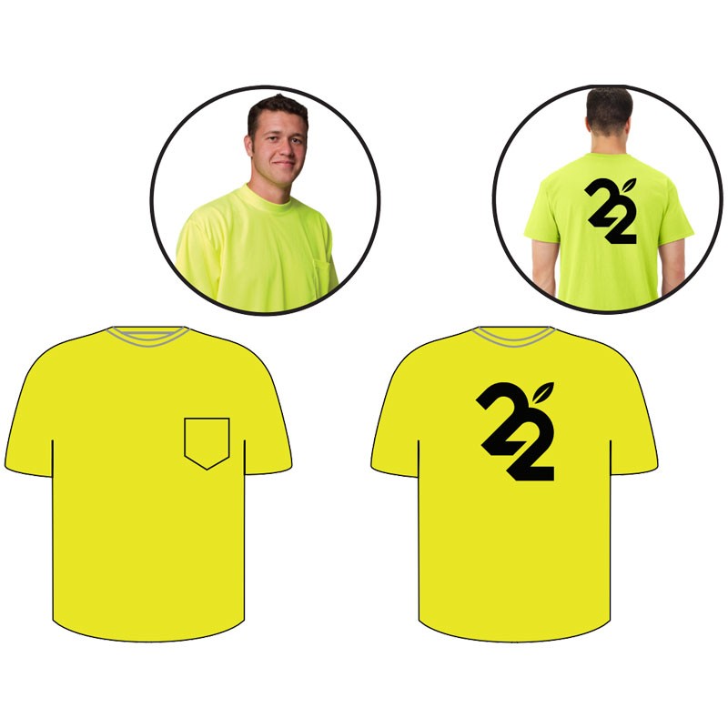 XL NON-ANSI T-SHIRT HI-VIS YEL W/ 1 POCKET  W/ CENTURY 22 LOGO (1C - 1L)