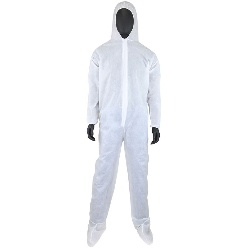 Economy Microporous Coveralls with Hood and Boots, Elastic Wrists, 3-XL
