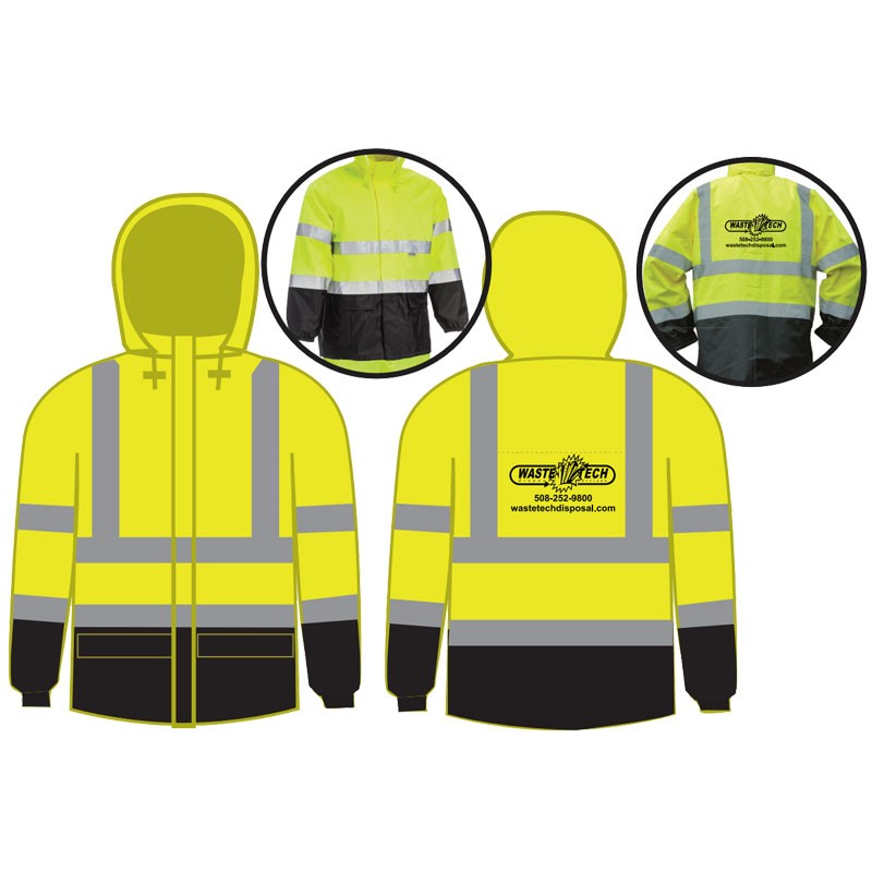 3-XL CLASS 3 HI-VIS YELLOW RAINSUIT W/ WASTE TECH DISPOSAL LOGO 1C-1L