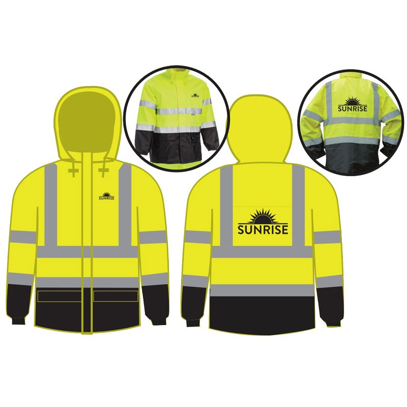 3-XL  CLASS 3 HI-VIS YELLOW RAINSUIT  W/ SUNRISE SANITATION LOGO (1C - 2L)