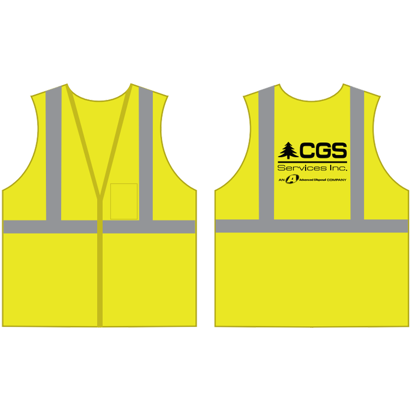 4-XL  CLASS 2 LIME MESH BACK VEST 5 POINT BREAKAWAY W/ CGS SERVICES LOGO (1L - 1C)