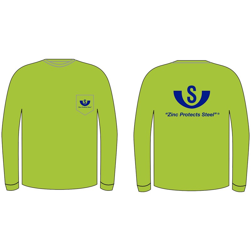 2-XL  NON-ANSI CREW NECK L/S T-SHIRT  1 POCKET, HI-VIS YELLOW  W/ V&S GALV LOGO (1C -2L)
