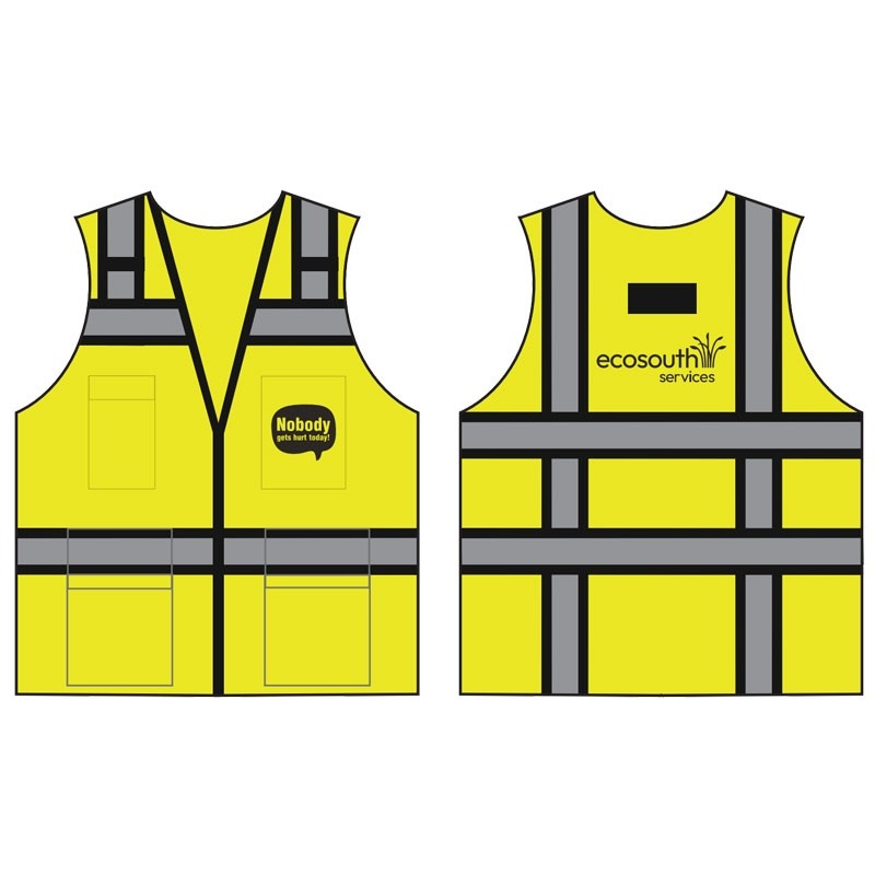2XL TYPE R CLS 2 BLACK TWO-TONE VEST  W/ ECO SOUTH SERVICES LOGO 1C 1C 2L