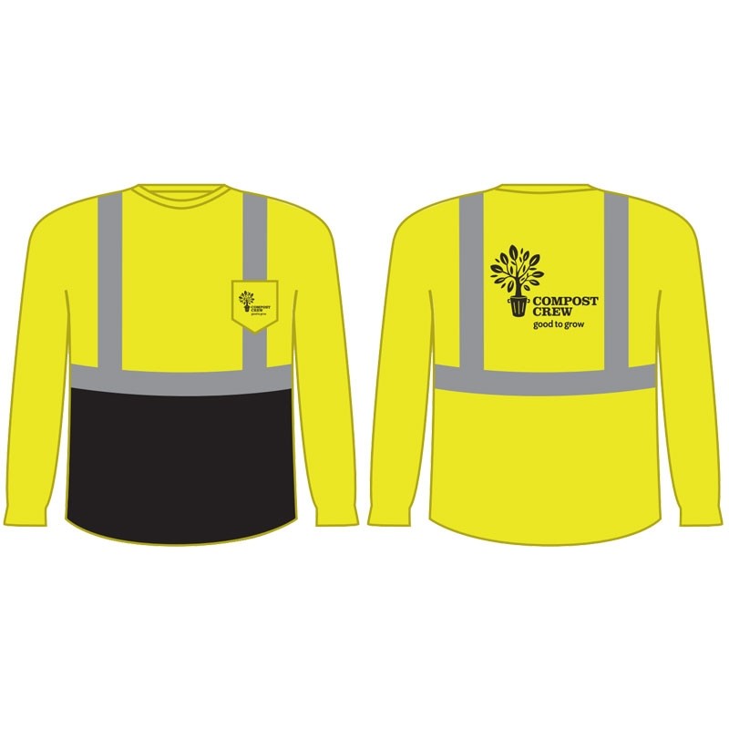 L CLS 2 HI-VIS YEL L/S SHIRT -  BLACK BOTTOM W/ COMPOST CREWLOGO 1C 1C 2L