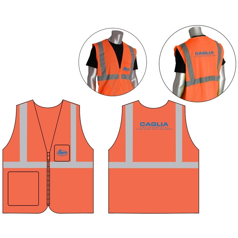 3XL CLS 2 SAFETY VEST - HI-VIS ORANGE MESH ECONOMY W/ZIPPER CLOSURE W/ CARTS LOGO 1C 1C 2L
