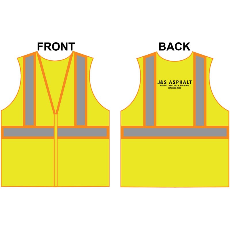 SM CLASS 2 ECONOMY TWO TONE MESH VEST W/ ZIPPER CLOSURE  W/ J & S ASPHALT LOGO (1C - 1L)