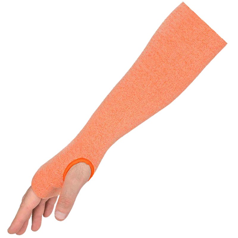 ATA Cut Resistant Sleeve, Hi-Vis Orange, with Thumb Hole, 18"