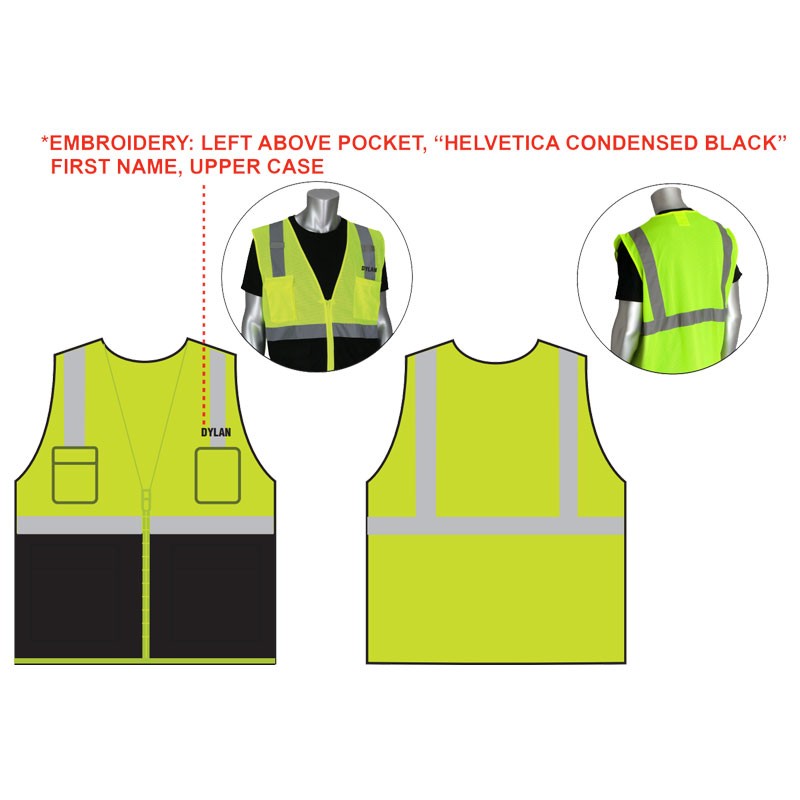 2-XL CLS 2 LY BLACK BOTTOM MESH VEST W/ ZIPPER CLOSURE  W/ ADVANCED DISPOSAL LOGO  1C - 1L