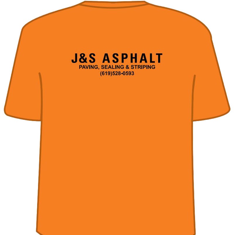 2-XL  NON ANSI CREW NECK T-SHIRT ORANGE W/  J & S ASPHALT LOGO (1C - 2L)