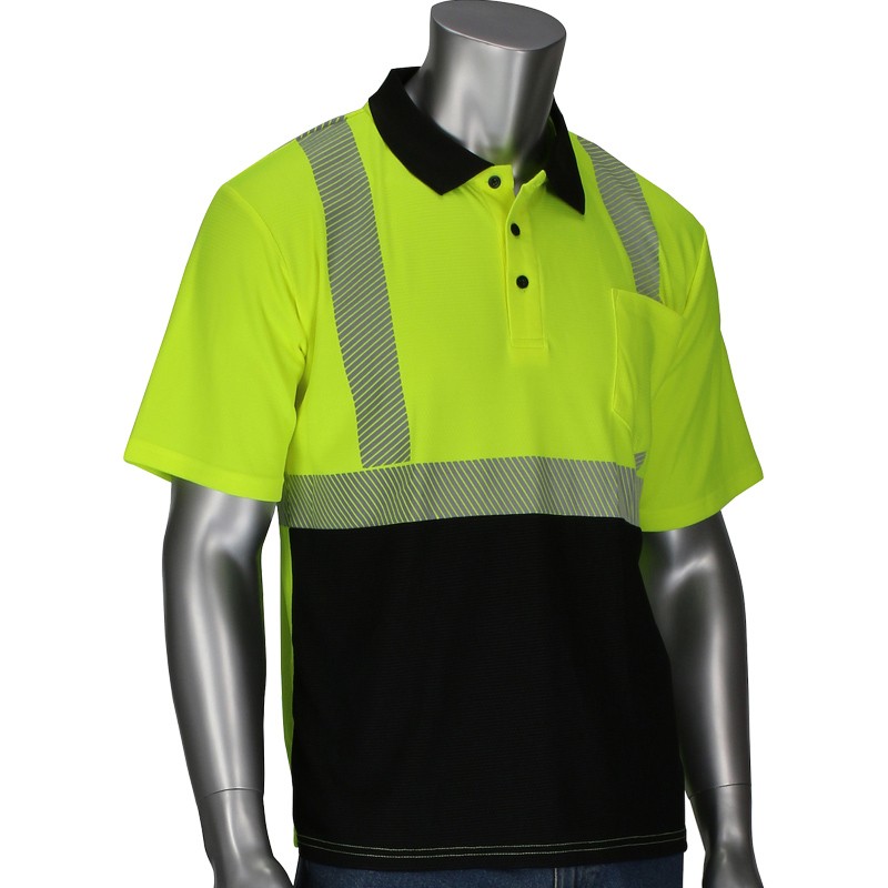 4-XL  CLS 2 HI-VIS YEL/BLK BOTTOM SHIRT W/ MOISTURE CONTROL FABRIC