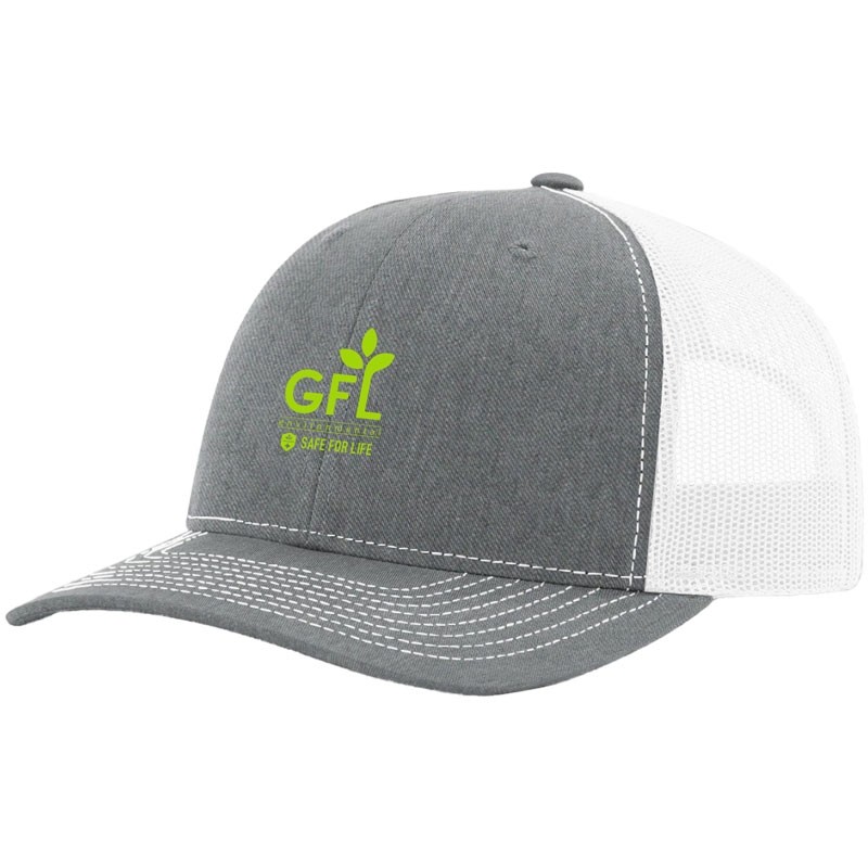 TRUCKER CAP - HEATHER GREY/WHITE  W/ GFL ENVIRONMENTAL CORPUS LOGO 1C 1L