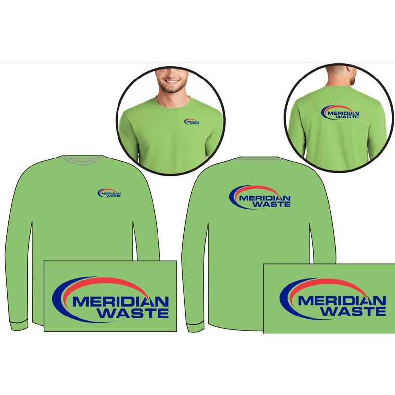 4X  LIME LONG SLEEVE T-SHIRT W/ MERIDIAN WASTE LOGO 2C-2L