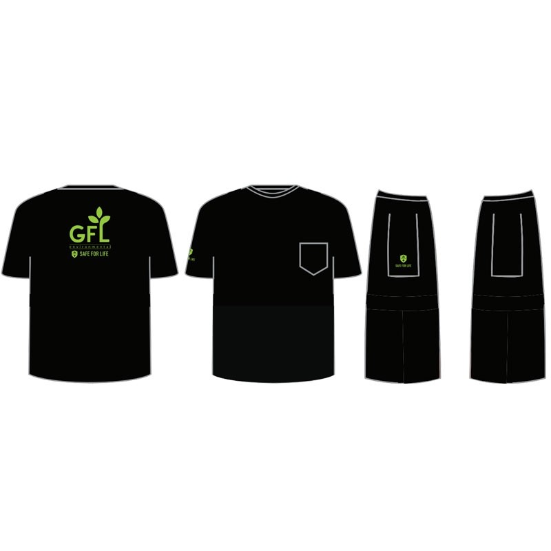 XL BLACK S/S T-SHIRT W/ POCKET  W/ GFL ENVIRONMENTAL LOGO 1C 2L