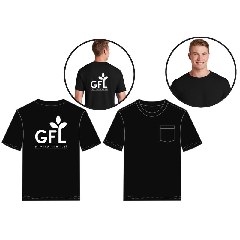 MED COTTON/POLY T-SHIRT - BLACK W/ GFL LOGO 1C-1L