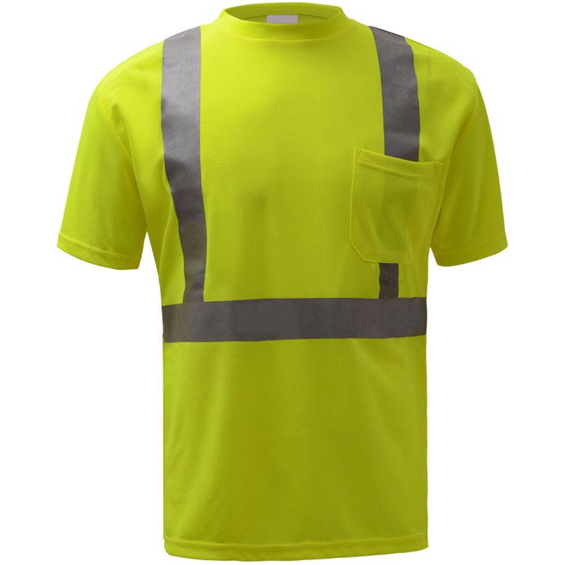 Class 2 Hi-Vis Yellow Birdseye Breathable And Moisture Wicking T-Shirt, Medium