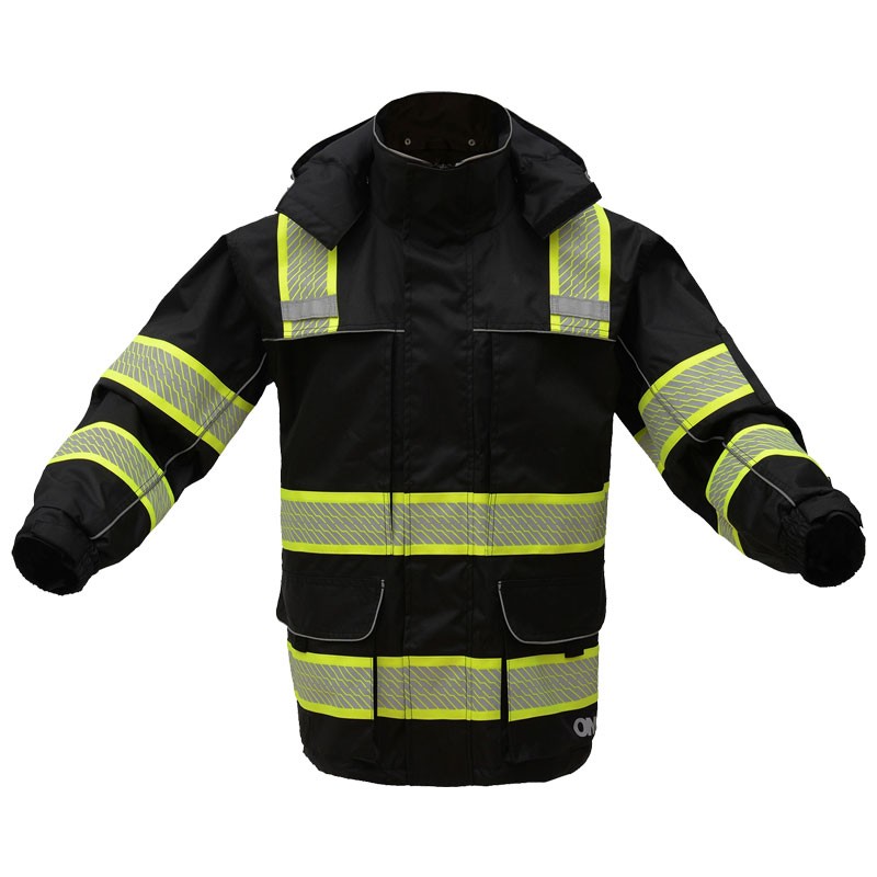 Non ANSI Black Weatherproof Parka W/ Removable Fleece Liner & Hood, X-Large