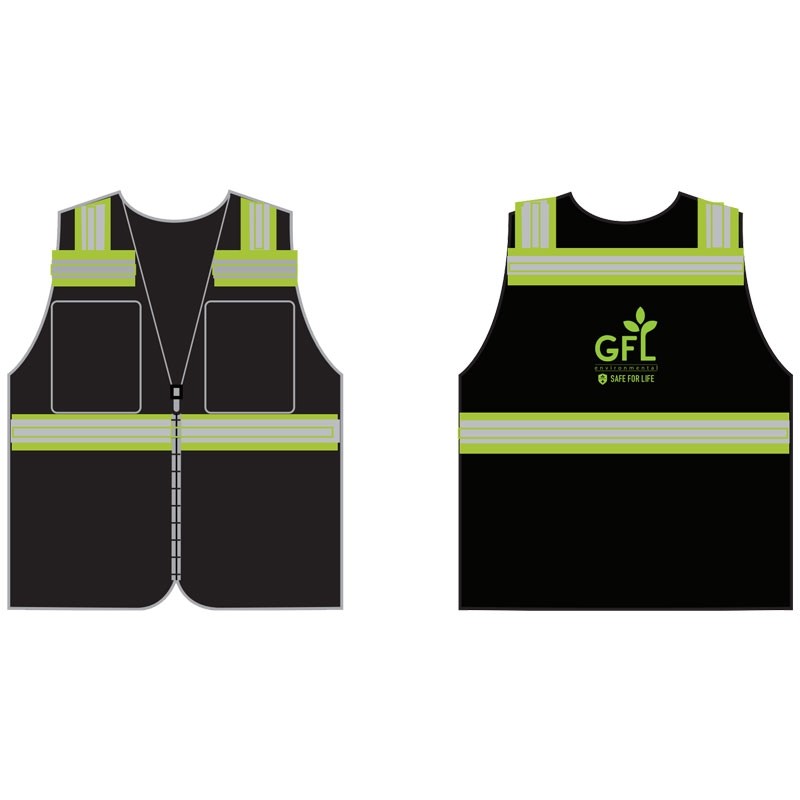 5XL NON-ANSI BLACK MESH VEST W/ CONTRASTING TRIM W/ GFL ENVIRONMENTAL LOGO 1C 1L