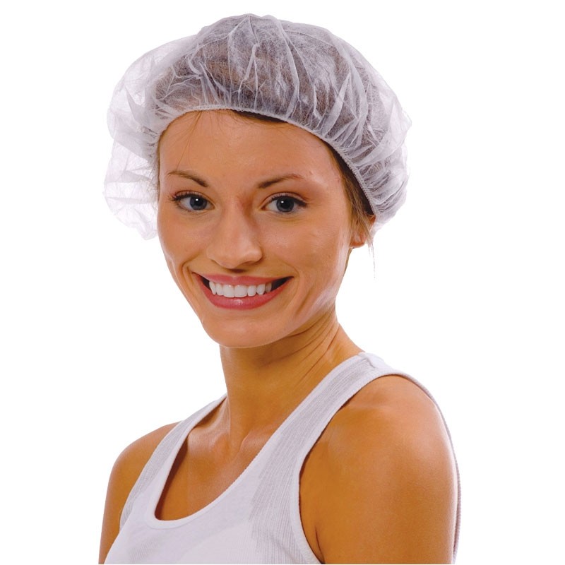 21" White Polypropylene Bouffant Caps