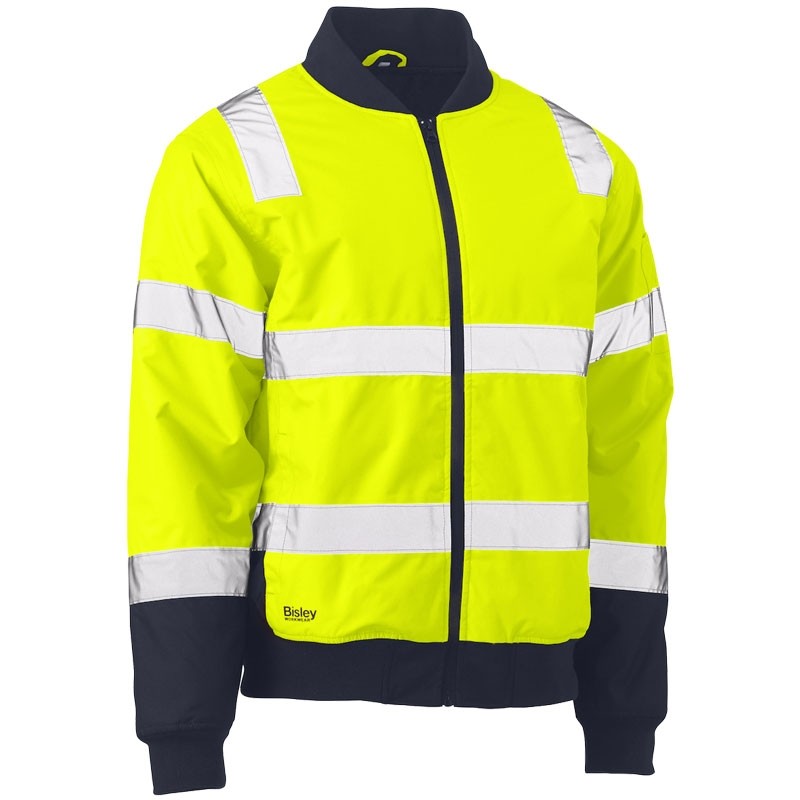 Premium Class 3 Bomber Jacket, Hi-Vis Yellow, Black Collar & Trim, 4-XL