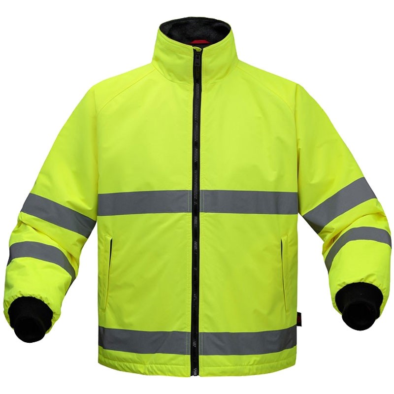 Class 3 Hi-Vis Yellow Waterproof Parka, Fixed Fleece Lining, 2-XL
