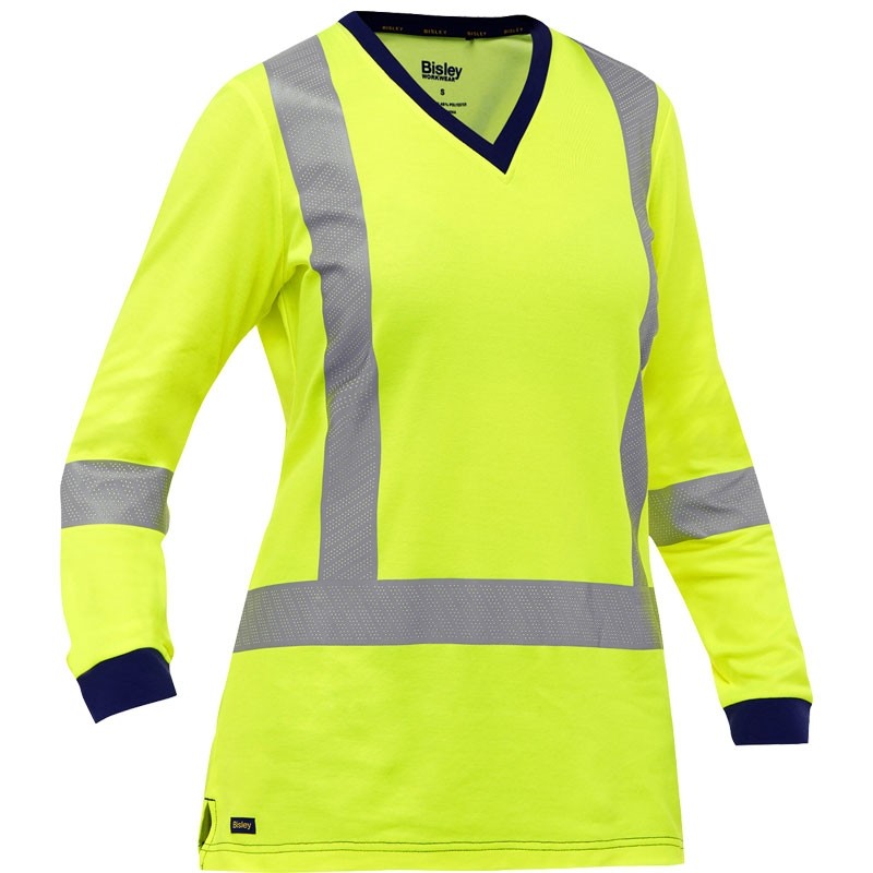 Bisley® Class 3 X-Back Long Sleeve Shirt w/ Perforated Reflective Tape - Hi-Vis Yellow, 3-XL