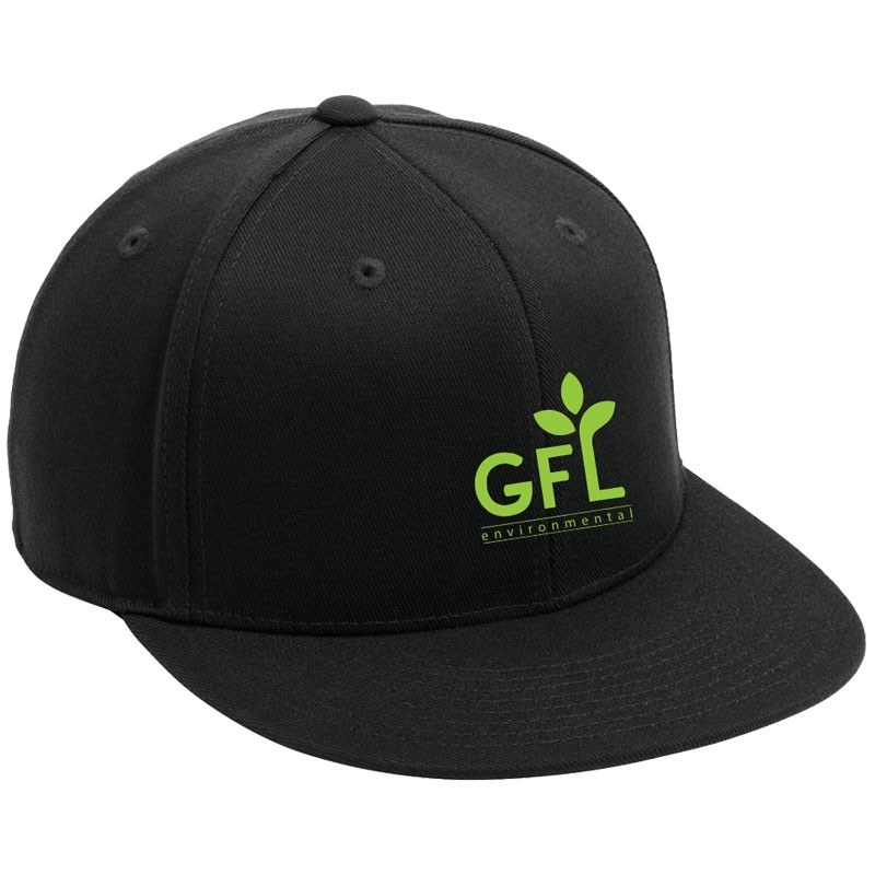 L/XL FLEXFIT FLAT BILL BALL CAP - BLACK W/ GFL ENVIRONMENTAL LOGO 1C 1L