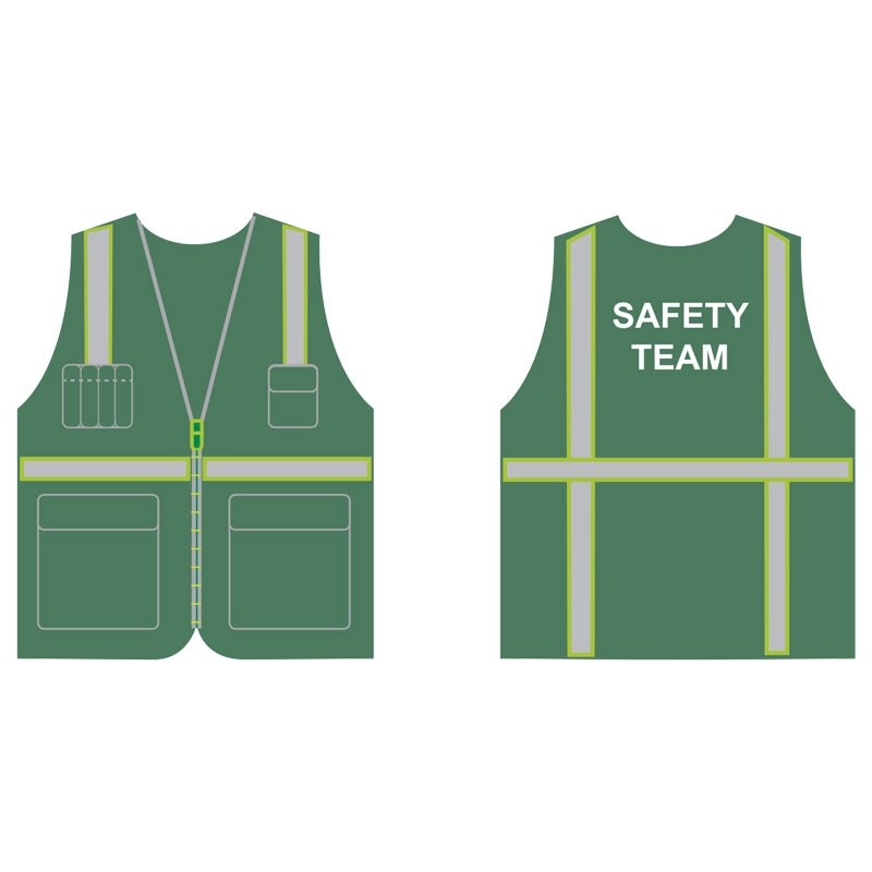 4XL/5XL DARK GREEN NON ANSI SAFETY  VEST MESH, ZIPPER CLOSURE, 6 POCKETS W/ IFCO LOGO 1C 1L