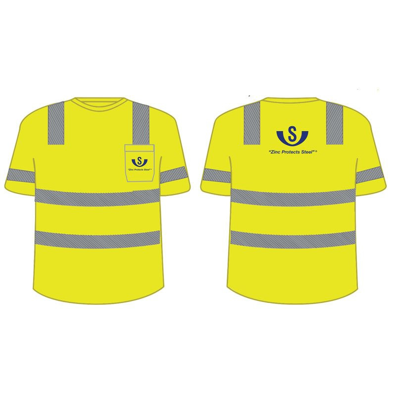 S CLS 3 HI-VIS YELLOW S/ST-SHIRT W/ SEGMENTED STRIPING W/ V&S GALVANIZING LOGO 1C 1C 2L