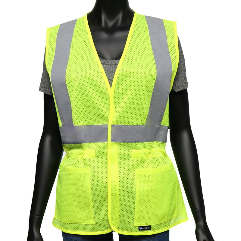 Class 2 Safety Vest, Hi-Vis Orange Mesh, Zipper Closure, 3 Pockets, 2-XL