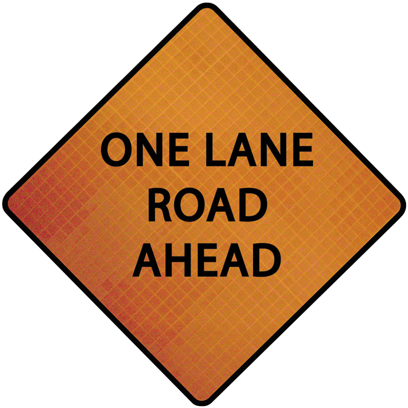 48" Rollup Sign, Marathon Reflective  - One Lane Road Ahead