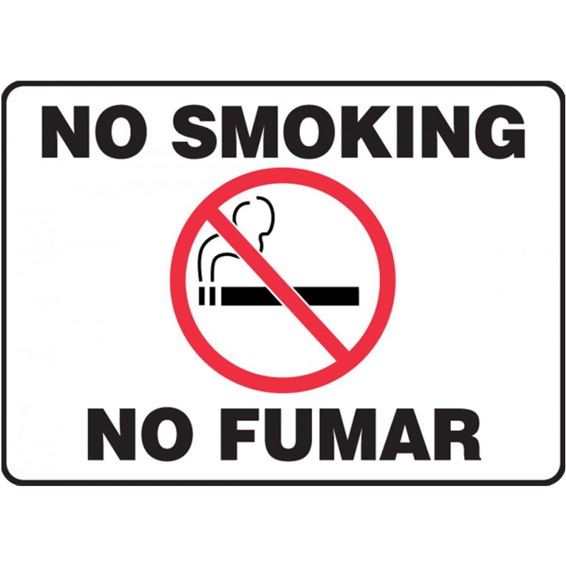 7" x 10" Bilingual No Smoking Sign, Adhesive Vinyl