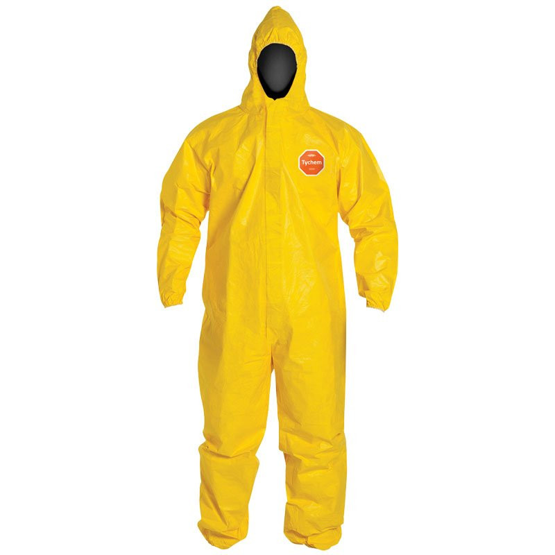 Tychem® 2000 Bound Seam Coverall - Hood, Elastic Wrist/Ankle, Storm Flap Over Zipper, 5-XL