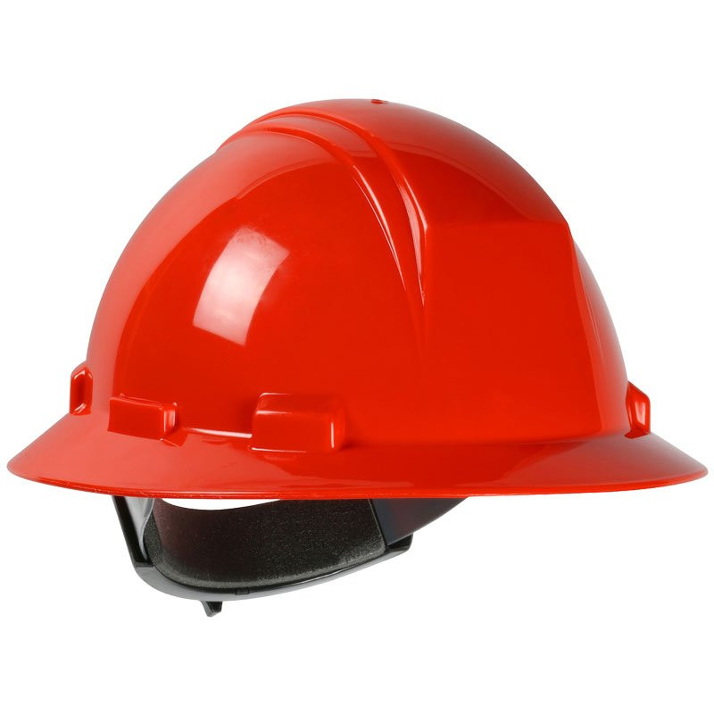 642 Hard Hat, ANSI Type II, Full Brim, 4-Point Wheel Ratchet Suspension, Red