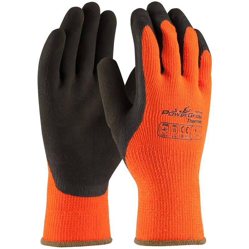 1400-L Powergrab Thermo Hi-Vis Orange Large Brown Latex Dipped Glove