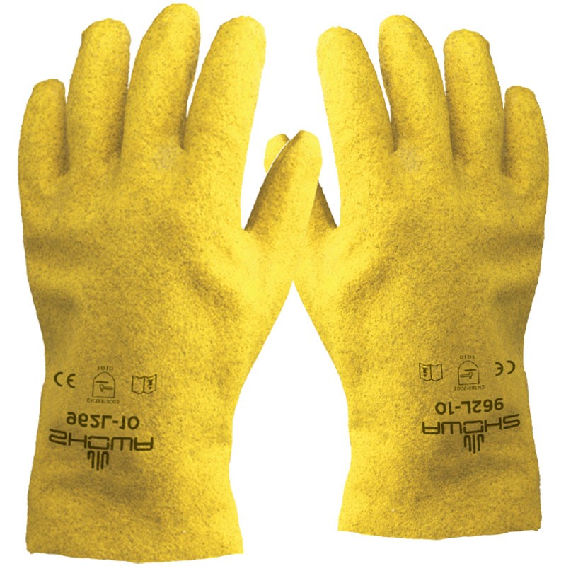 Showa® Fuzzy Duck Glove, Fully Coated PVC Texture Grip, Large