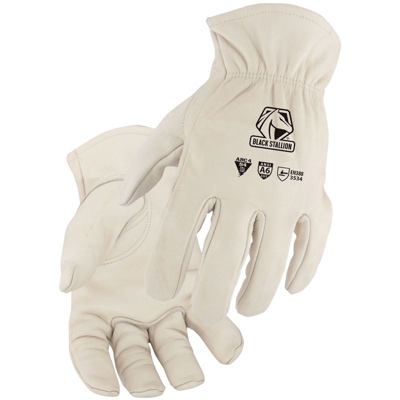 Black Stallion® Arc Flash Protection Top Grain Cowhide Leather Drivers Glove, Cut Resistant Lining, X-Large